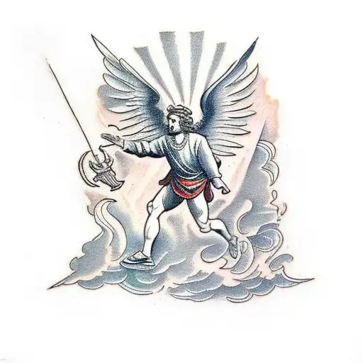 renaissance depiction of lucifer's fall from heaven tattoo design idea