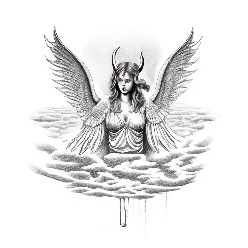 lucifer's fall from heaven renaissance tattoo design idea