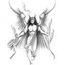 renaissance depiction of lucifer's fall from heaven tattoo design idea