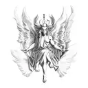 renaissance depiction of lucifer's fall from heaven tattoo design idea