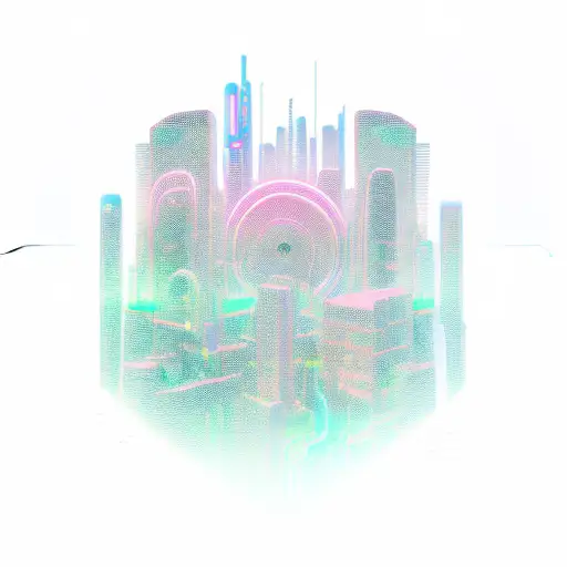 A futuristic cityscape with neon lights and sound waves, representing the client's love for electronic music tattoo design idea