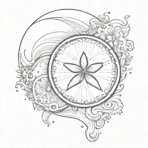 sand dollar and ocean wave merging tattoo design idea