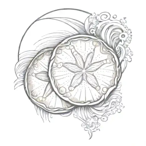 sand dollar and ocean wave  tattoo design idea