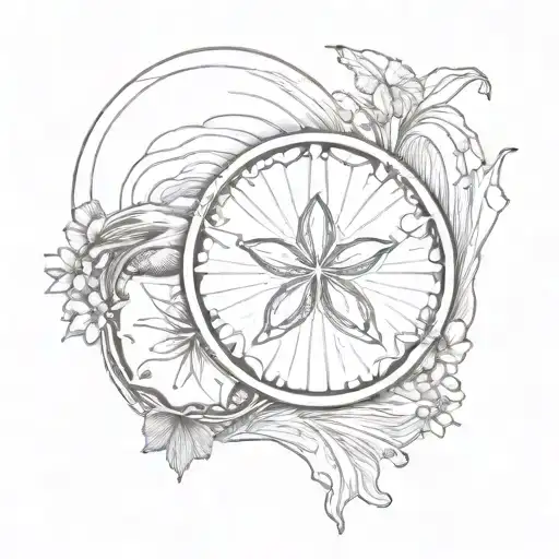 sand dollar and ocean wave crashing tattoo design idea