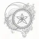 sand dollar and ocean wave merging tattoo design idea