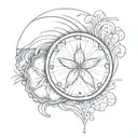 sand dollar and ocean wave merging tattoo design idea