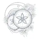 sand dollar and ocean wave merging tattoo design idea
