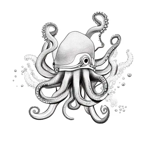 Giant Octopus fighting a scuba diver tattoo design idea
