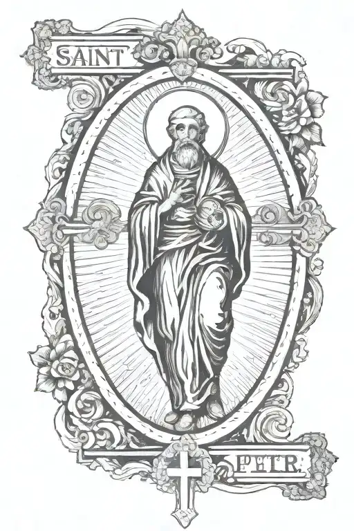 Saint With a inverted cross to represent saint peter  tattoo design idea