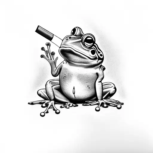 magician frog smoking tattoo design idea