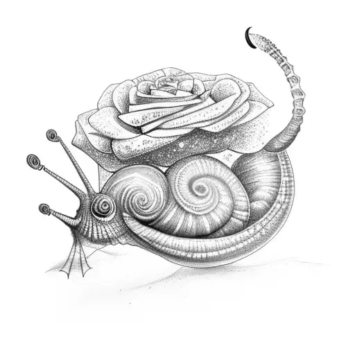 snail rose hat lightning tattoo design idea