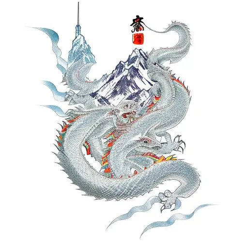 Aiguille du midi chamonix, couloir, dragon, ascend, bridge  tattoo design idea