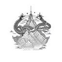 Aiguille du midi chamonix, couloir, dragon, ascend, bridge  tattoo design idea