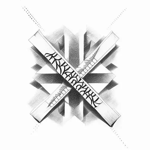 A cross made of words perspective and balance tattoo design idea