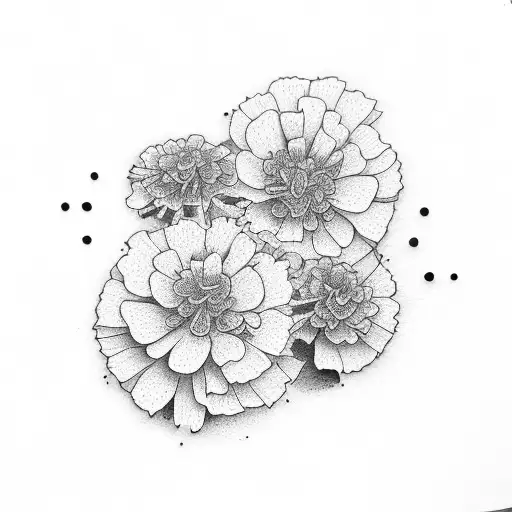 marigold and violet fine black line small thin tattoo design idea