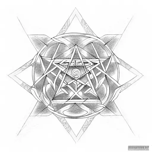 satanic pentagram tattoo design idea