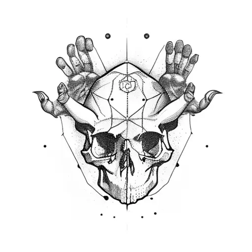 one hand holding a skull tattoo design idea