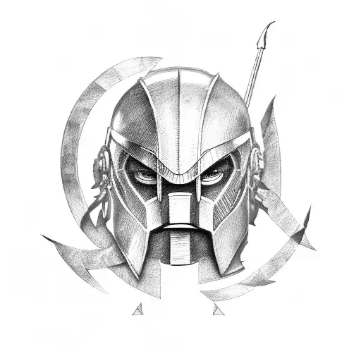 Sketch Spartan Tattoo Idea - BlackInk AI