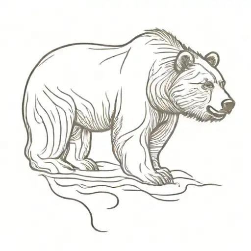 brown bear king surrounded by a great tide tattoo design idea