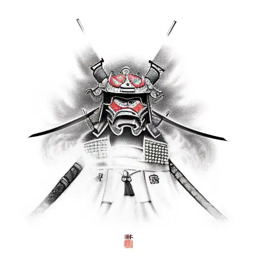 A realism style tattoo of a Japanese toy transformed into a samurai warrior tattoo design idea