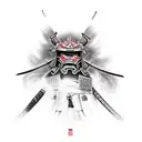 A realism style tattoo of a Japanese toy transformed into a samurai warrior tattoo design idea