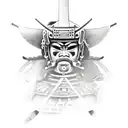 A realism style tattoo of a Japanese toy transformed into a samurai warrior tattoo design idea