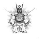 A realism style tattoo of a Japanese toy transformed into a samurai warrior tattoo design idea
