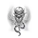 scary Smokey snake skull tattoo design idea