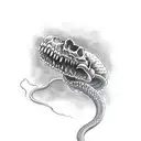 scary Smokey snake skull tattoo design idea