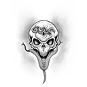 scary Smokey snake skull tattoo design idea