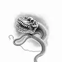 scary Smokey snake skull tattoo design idea