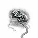 scary Smokey snake skull tattoo design idea