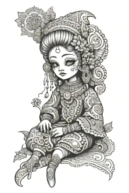 Motanka doll, in the Ukrainian style tattoo tattoo design idea