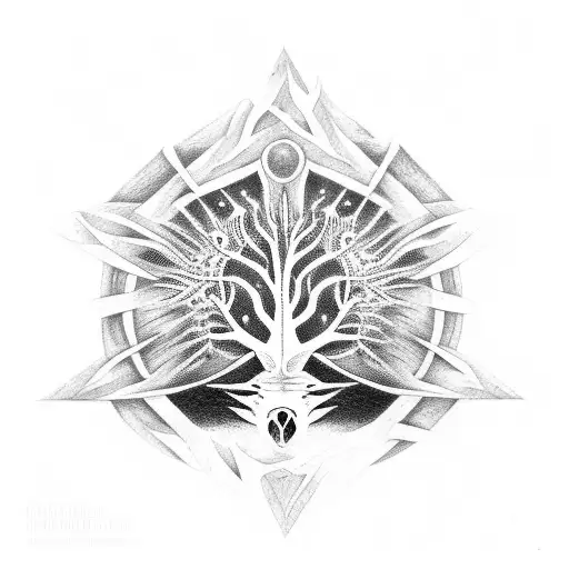 Tree of Life minotaur mythic theme tattoo design idea
