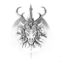 Tree of Life minotaur mythic theme tattoo design idea