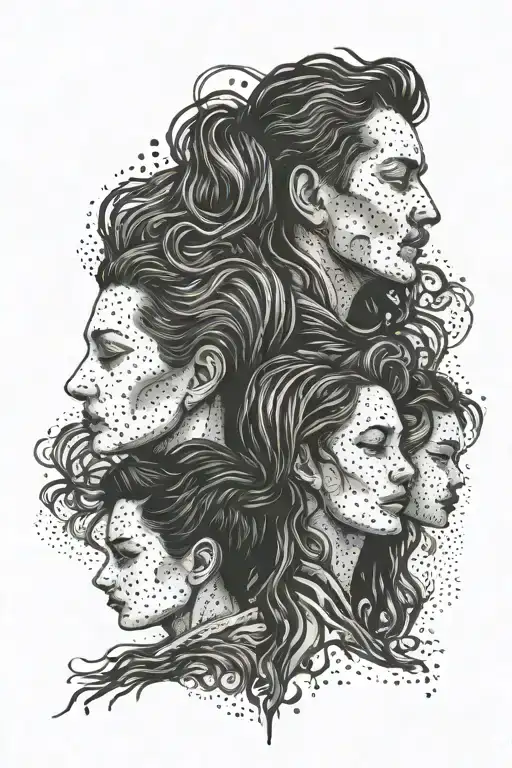 4 members (dad,mom, 2 girls)Family without faces, without calligraphy tattoo design idea