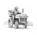 Farmer riding a tractor with a field of money growing tattoo design idea