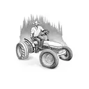 Farmer riding a tractor with a field of money growing tattoo design idea