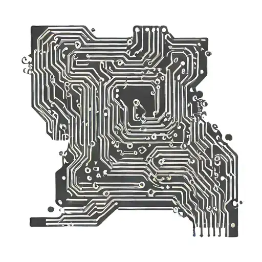 An intricate circuit board design with a hidden message in binary code tattoo design idea