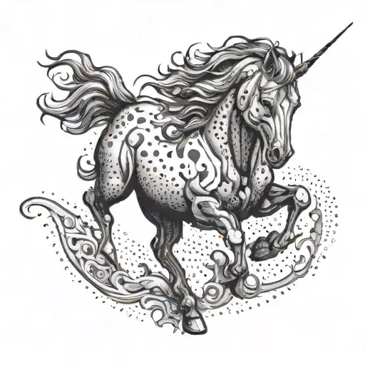 demon horse galloping tattoo design idea