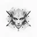 333 face  tattoo design idea