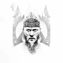 ragnar lothbrok , odin , fire  tattoo design idea