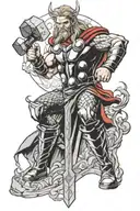Thor with his hammer tattoo design idea