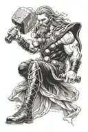 Thor with his hammer tattoo design idea