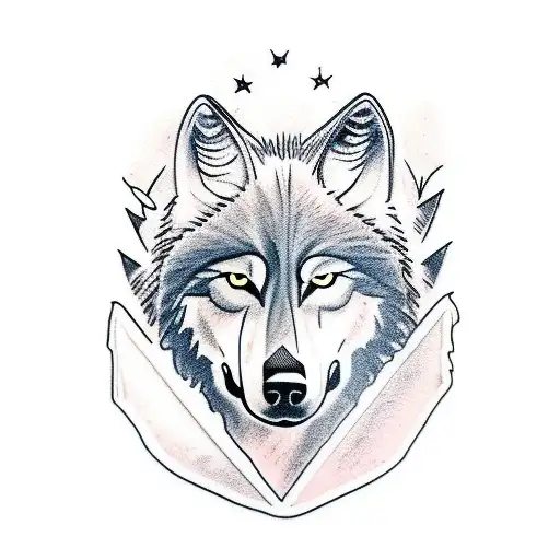 Wolf with gorilla with letter T and M tattoo design idea