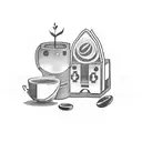 A video game controller with coffee beans and books as buttons tattoo design idea