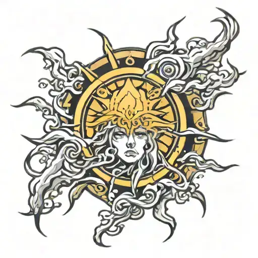 sun lightning anime tattoo design idea