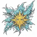 sun lightning anime tattoo design idea