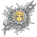 sun lightning anime tattoo design idea