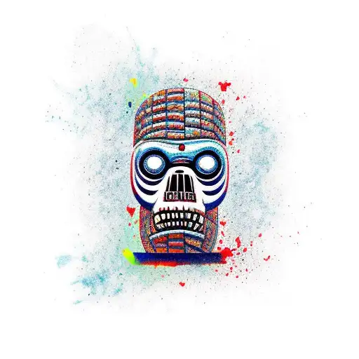 totem com robó zumbi inseto  tattoo design idea